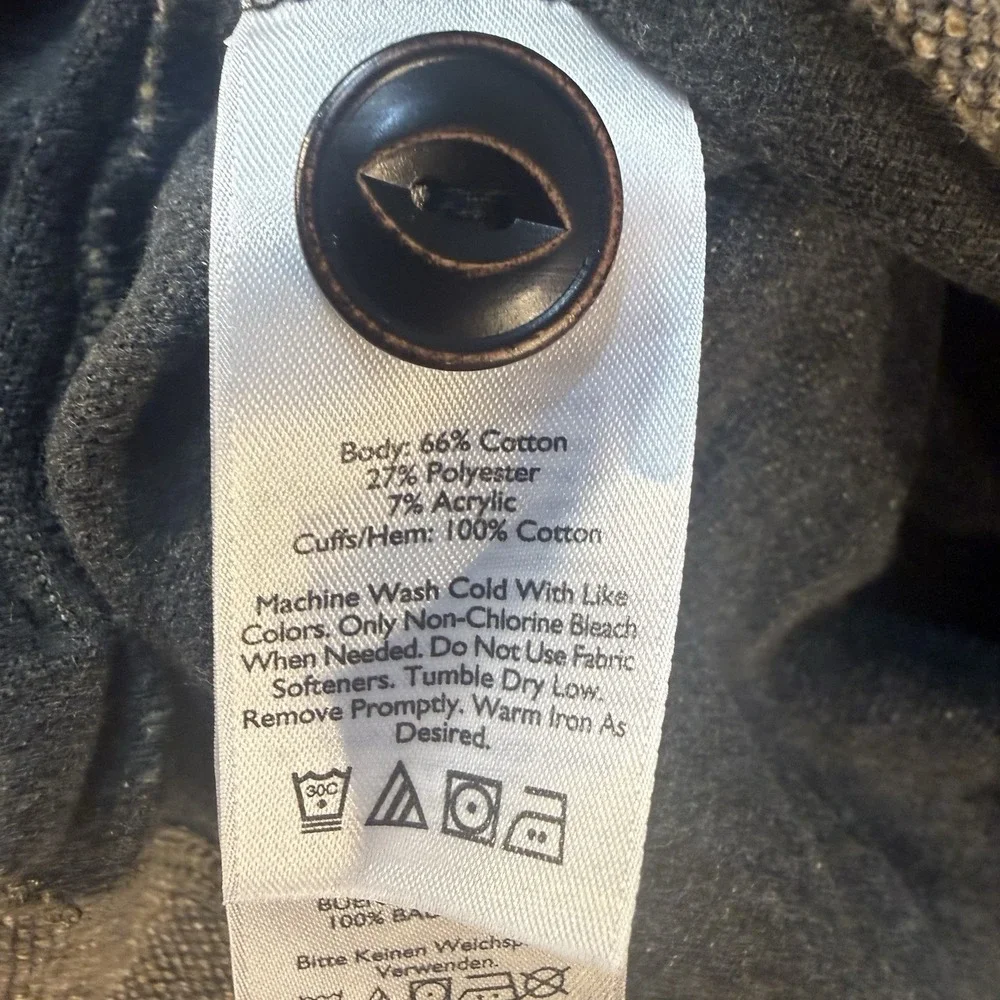 Eddie Bauer Men's L Tall Brown Textured 3 Button Pullover Sweatshirt Pocket